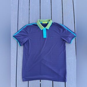 G/FORE Polo Shirt Men’s Large Blue Green Performance Golf Short Sleeve